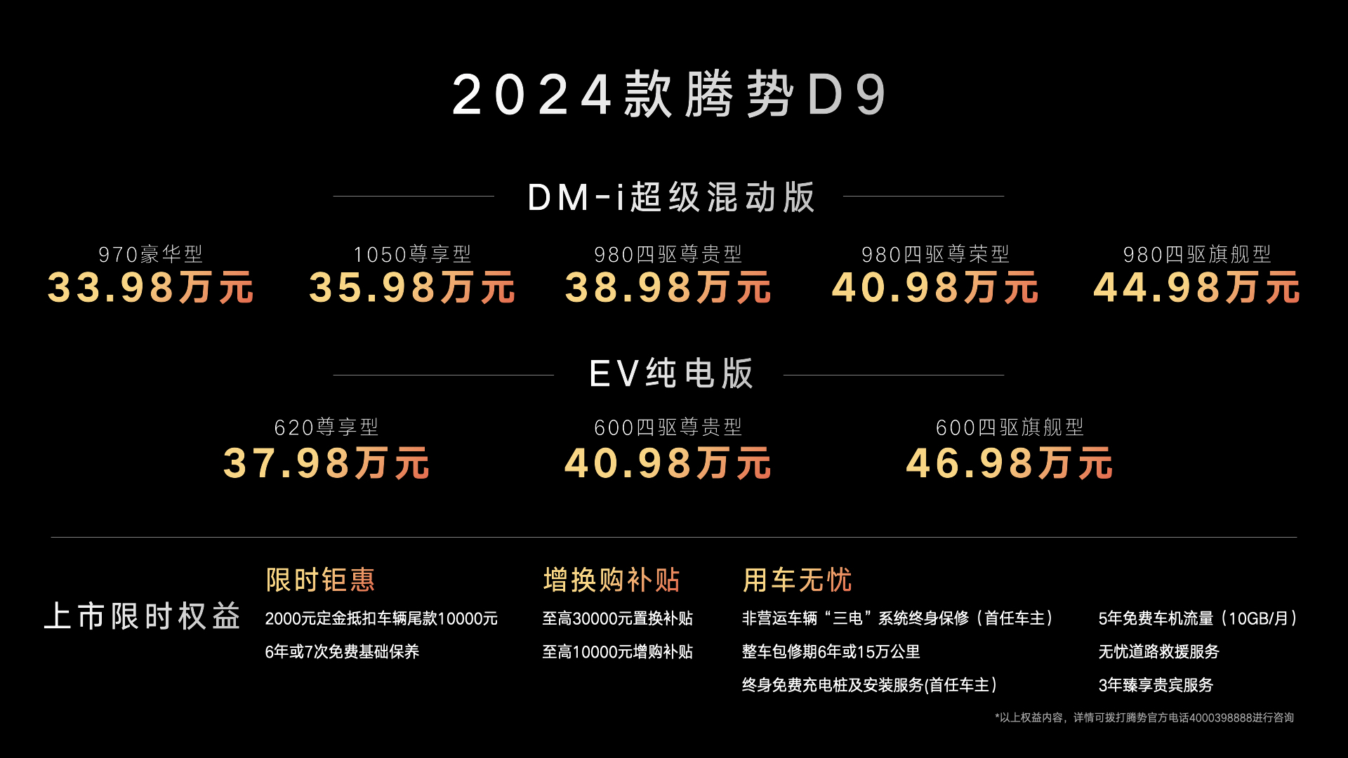 新能源MPV銷冠升級(jí)上市 2024款騰勢(shì)D9售價(jià)33.98萬元起