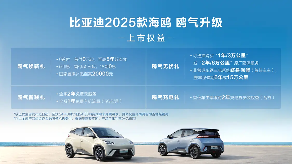 比亞迪2025款海鷗上市 12項升級/售價6.98萬元起