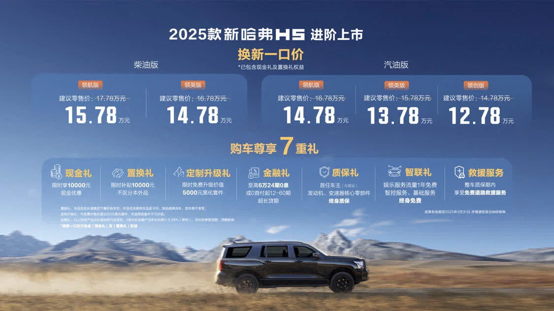 2025款哈弗H5正式上市，一口價(jià)12.78萬起